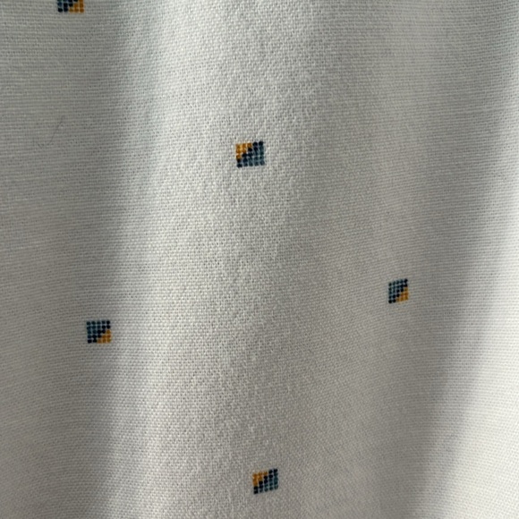 Old Navy long sleeved, slim fit blouse. White with blue/ orange tiny squares. Sm - Picture 7 of 8